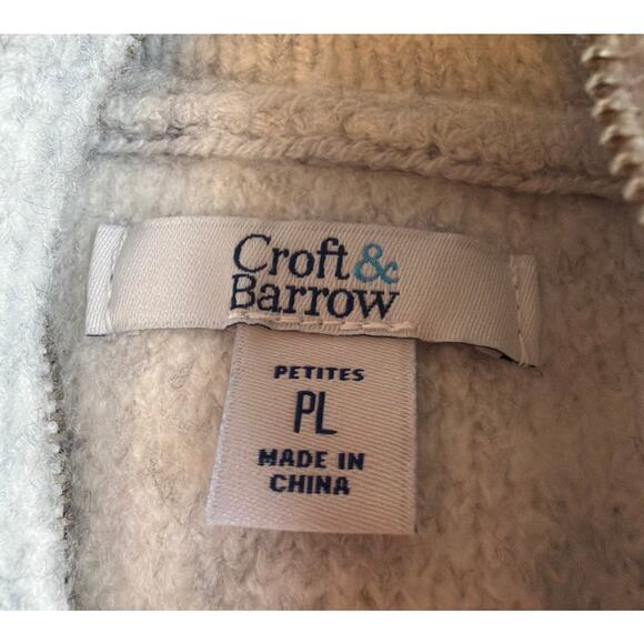 Craft & Barrow Women Checkered Long Sleeve Sweater Quarter Zip White Gray PL - Picture 8 of 10